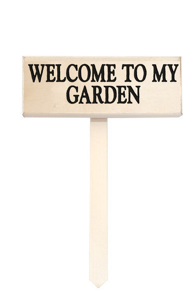 Welcome To My Garden Stake wood sign with saying